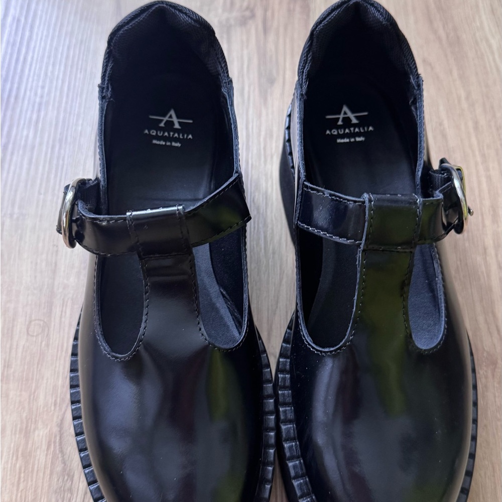 AQUATALIA - Made in Italy - Leather Malvina Mary Jane Platform Loafer Shoes